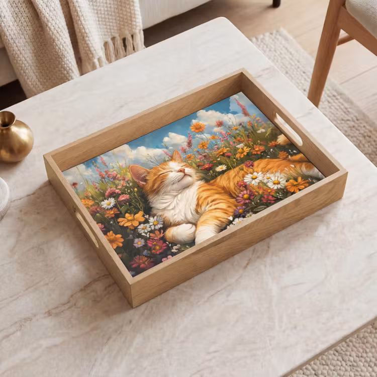 Dienblad - Kat - Bloemen - Ontspannen — 2