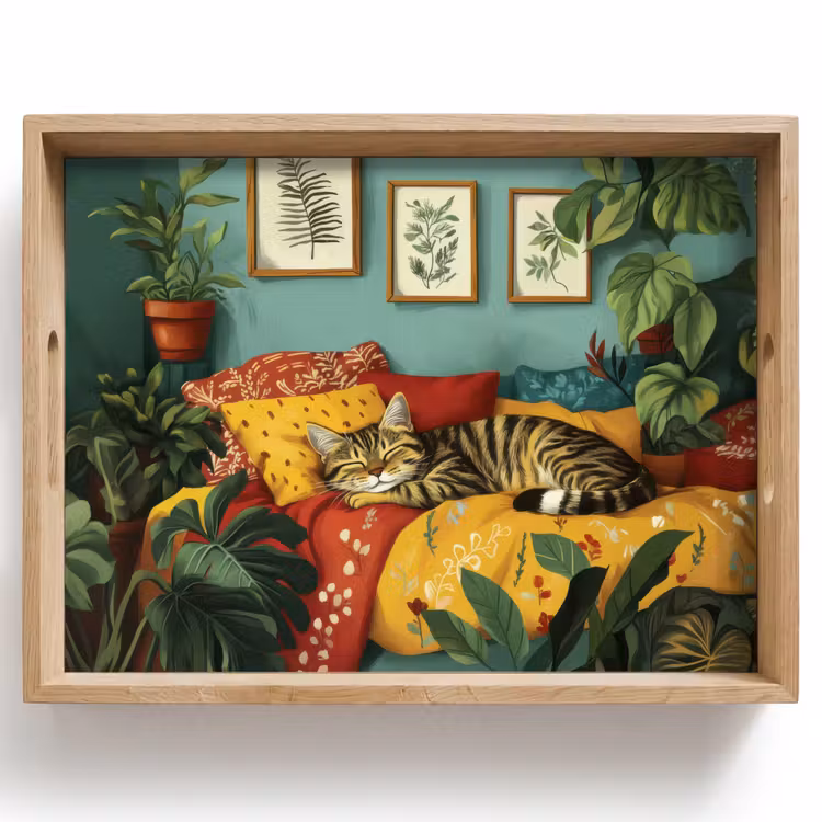 Dienblad - Kat - Planten - Groen — 1