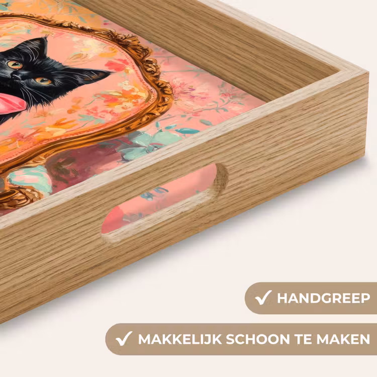 Dienblad - Kat - Roze - Stoel met bloemenmotief — 5