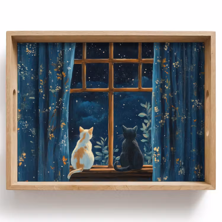 Dienblad - Kat - Sterrenhemel - Blauw — 1