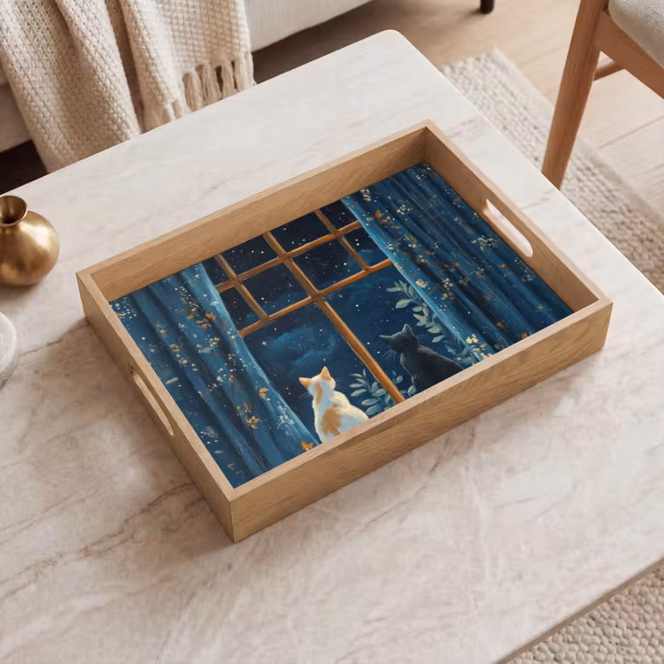 Dienblad - Kat - Sterrenhemel - Blauw — 2