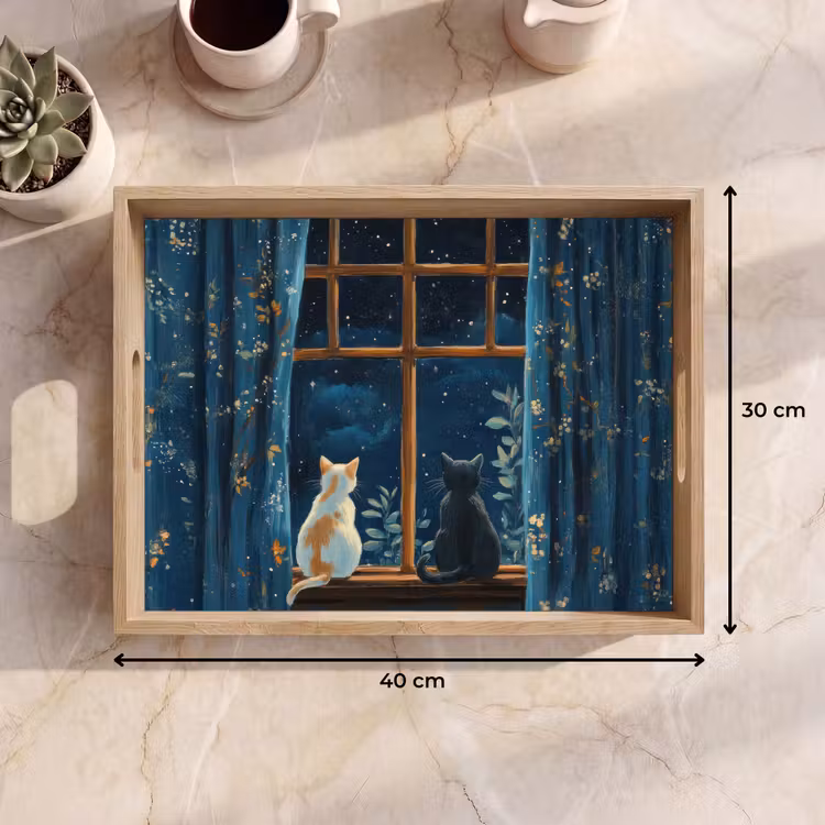 Dienblad - Kat - Sterrenhemel - Blauw — 9