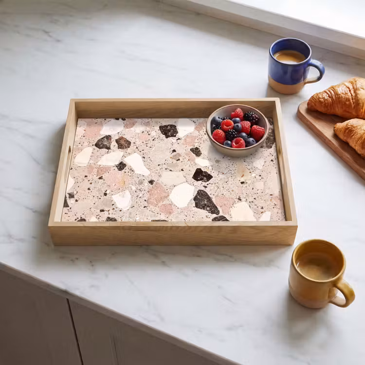 Dienblad - Licht - Roze - Terrazzo - Stenen — 4