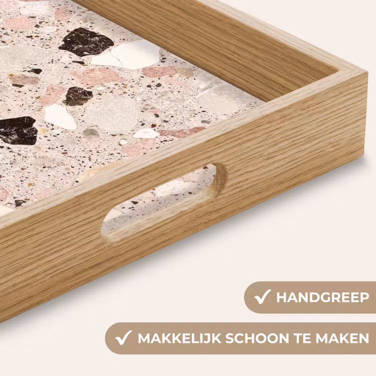 Dienblad - Licht - Roze - Terrazzo - Stenen — 5