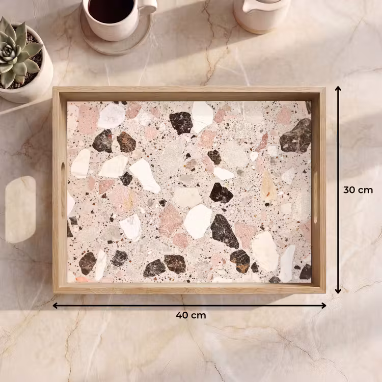 Dienblad - Licht - Roze - Terrazzo - Stenen — 9