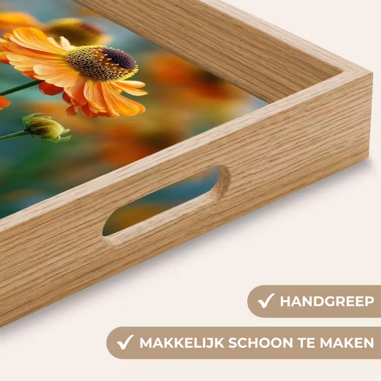 Dienblad - Oranje bloemen - Levendig - Wazige achtergrond — 5