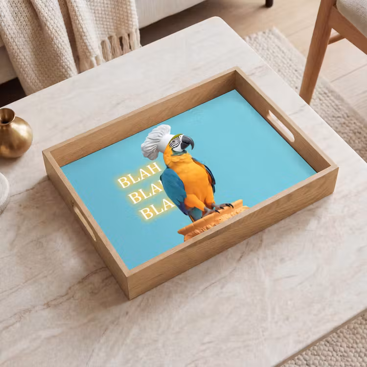 Dienblad - Papegaai - Koksmuts - Quote - Neon — 2