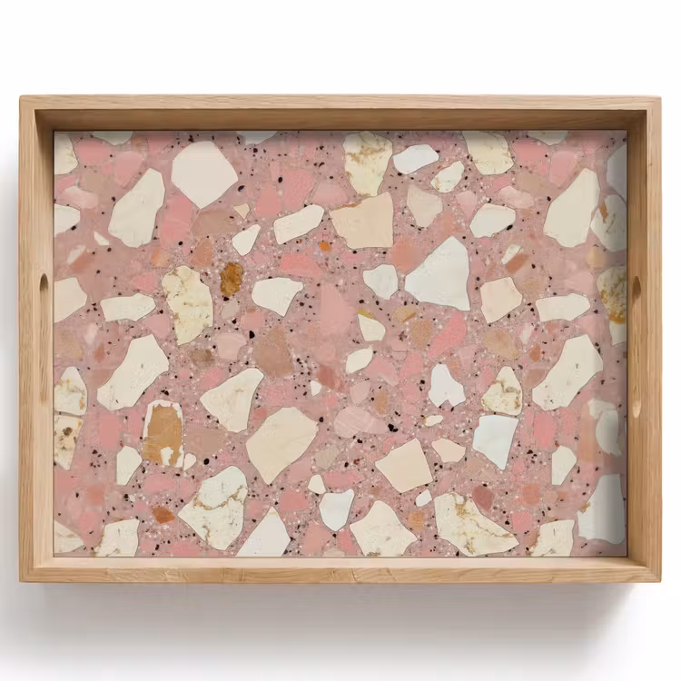 Dienblad - Roze - Decoratie - Stenen - Terrazzo — 1