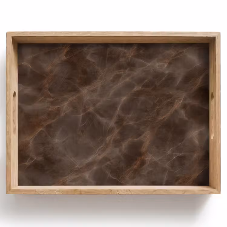 Dienblad - Bruin marmer - Organisch - Natuursteen — 1