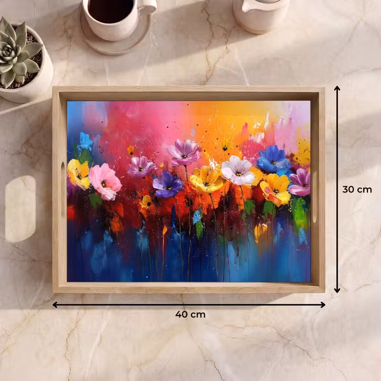 Dienblad - Fantasiebloemen - Verf - Speels — 9