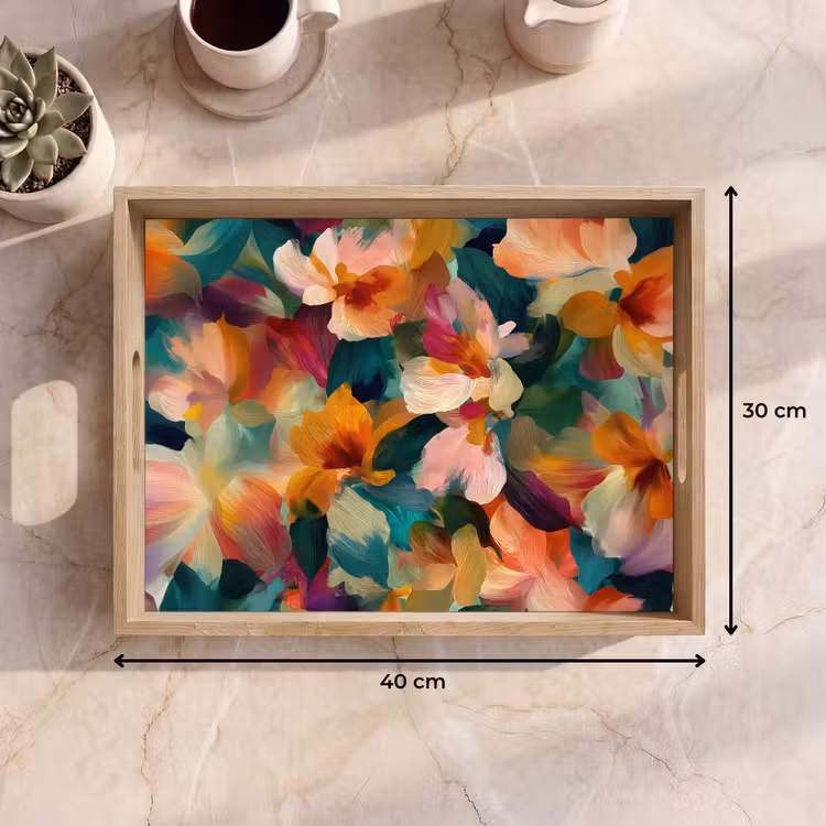 Dienblad - Harmonieus - Abstracte bloemen - Warme tinten — 9