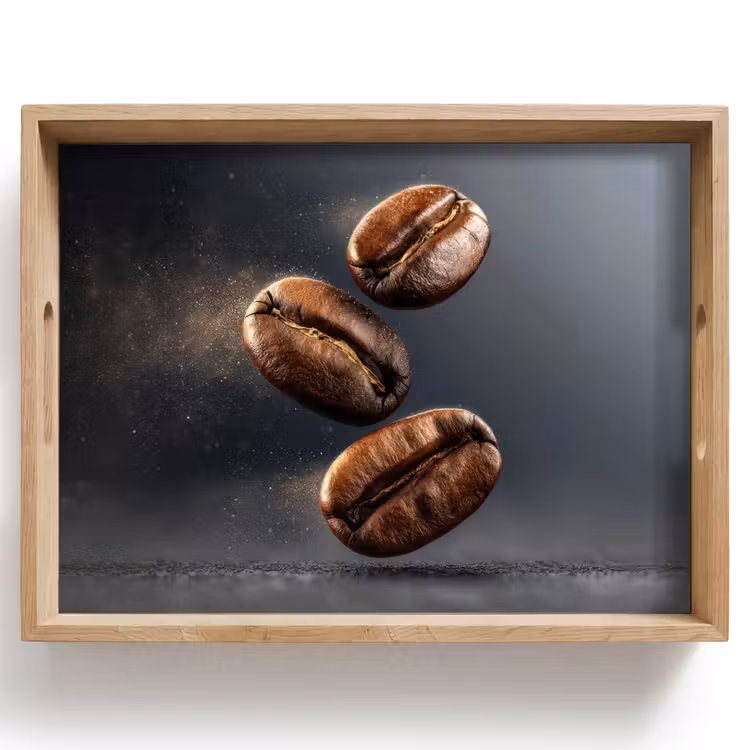 Dienblad - Koffiebonen - Zwevend - Grijs — 1