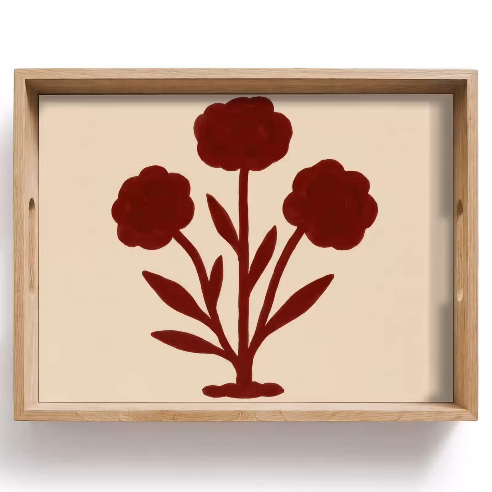 Dienblad - Bloemen - Bladeren - Rood - Minimalistisch — 1