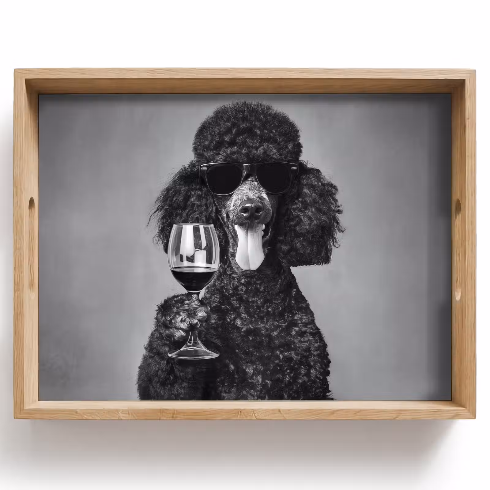Dienblad - Hond - Krullen - Zonnebril - Wijn — 1