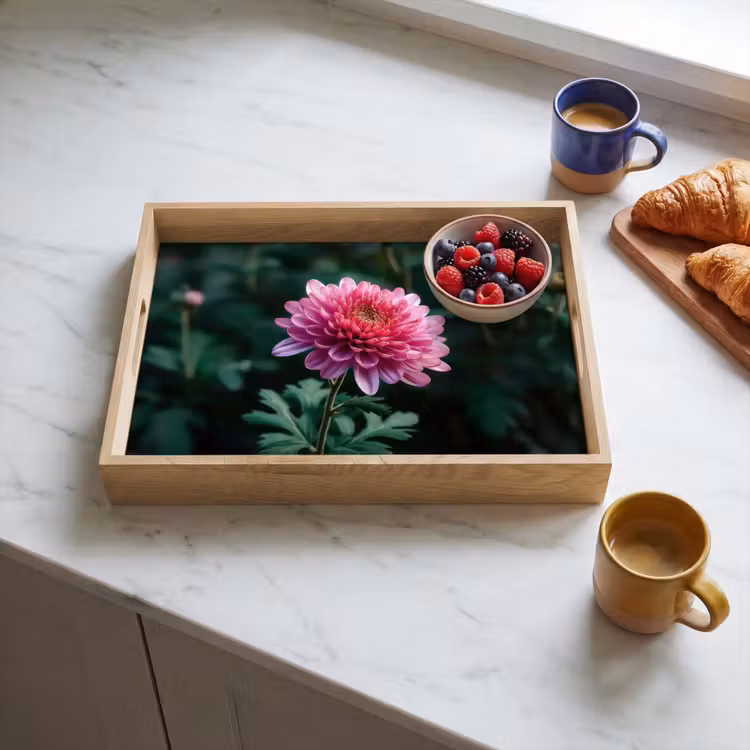 Dienblad - Blad - Chrysant - Roze - Schaduw — 4