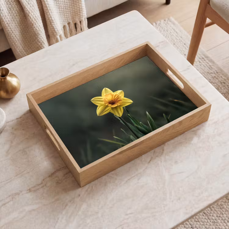 Dienblad - Bloem - Narcis - Gras - Geel — 2