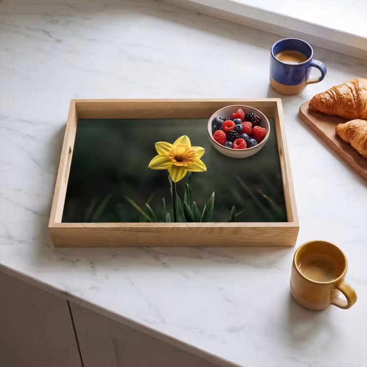 Dienblad - Bloem - Narcis - Gras - Geel — 4