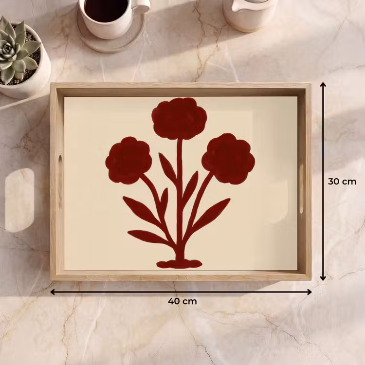 Dienblad - Bloemen - Bladeren - Rood - Minimalistisch — 9