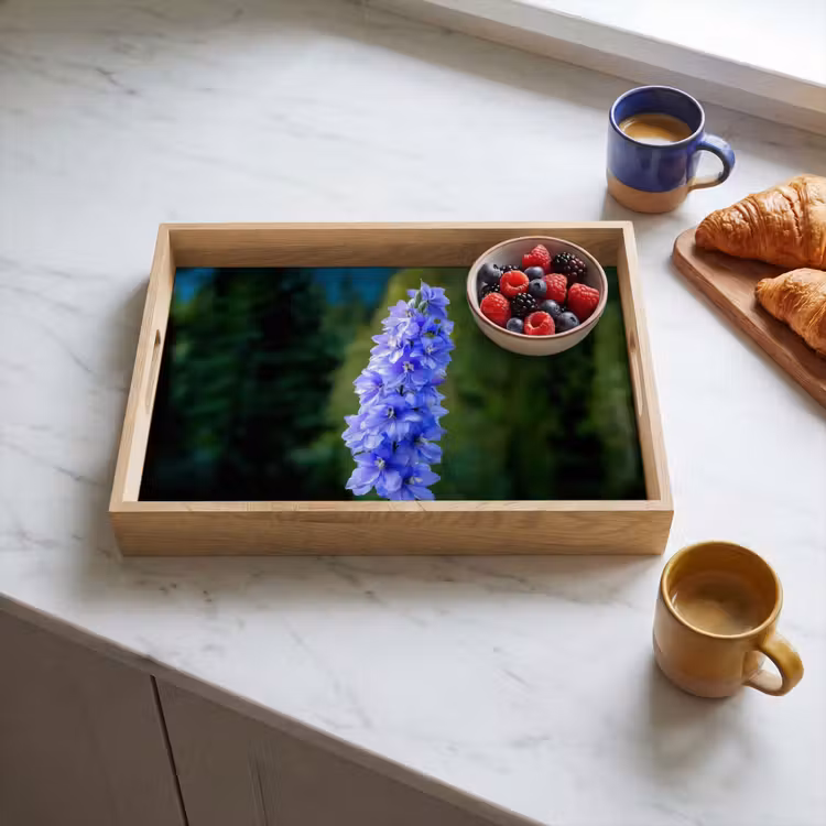 Dienblad - Bloemen - Blauw - Dennenboom — 4