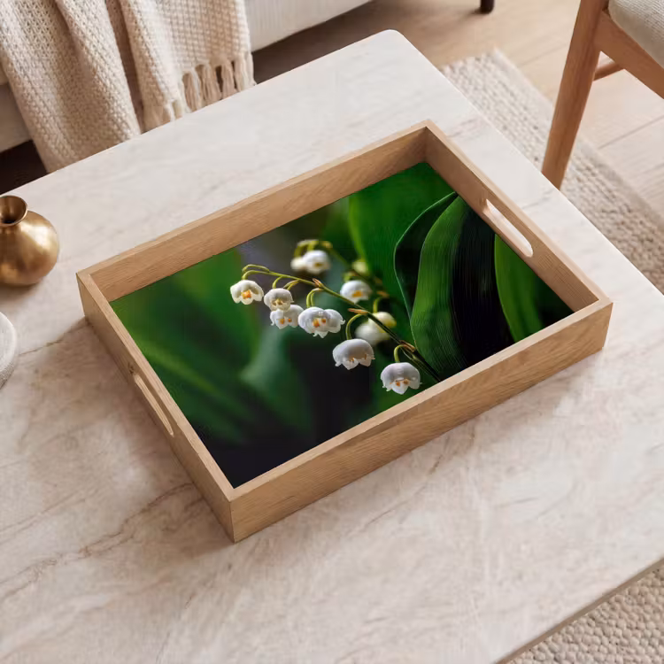 Dienblad - Bloemen - Wit - Bladeren - Lelietjes — 2