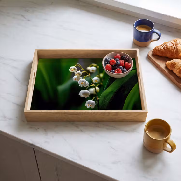 Dienblad - Bloemen - Wit - Bladeren - Lelietjes — 4
