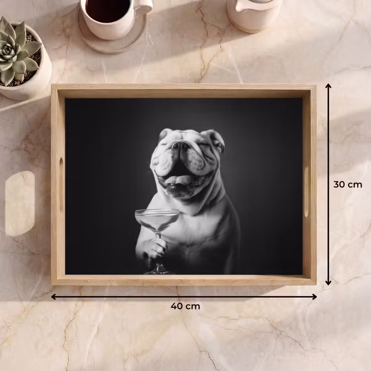 Dienblad - Buldog - Hond - Glas — 9