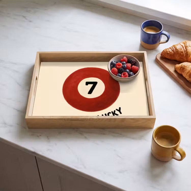 Dienblad - Cirkel - Zeven - Lucky - Rood — 4