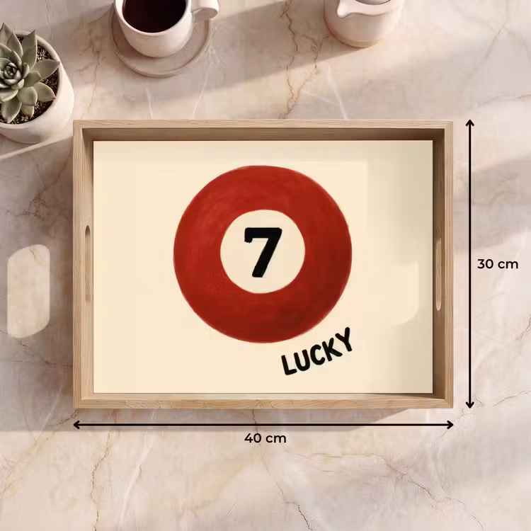 Dienblad - Cirkel - Zeven - Lucky - Rood — 9