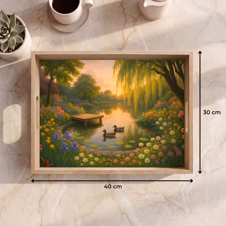 Dienblad - Eenden - Vijver - Bloemen — 9