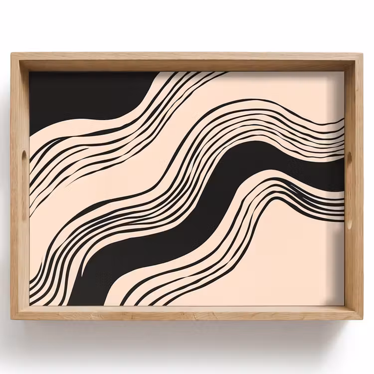 Dienblad - Golven - Zwart - Zandkleur — 1