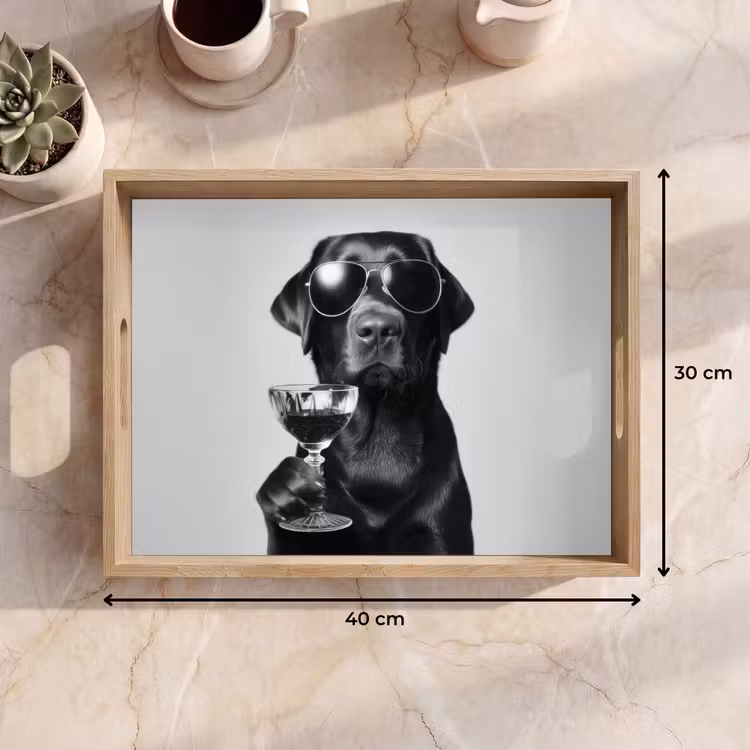 Dienblad - Hond - Zwart - Wijnglas - Zonnebril — 9