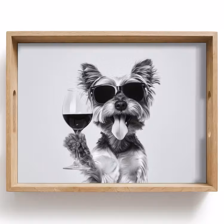Dienblad - Hondje - Wijnglas - Zonnebril - Enthousiast — 1
