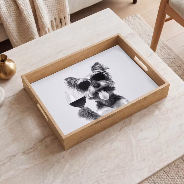Dienblad - Hondje - Wijnglas - Zonnebril - Enthousiast — 2