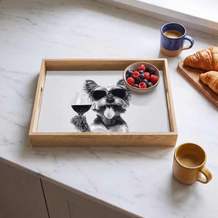 Dienblad - Hondje - Wijnglas - Zonnebril - Enthousiast — 4