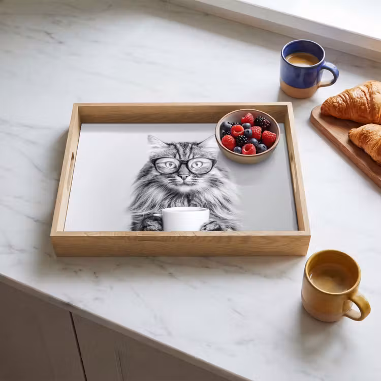 Dienblad - Kat - Bril - Mok - Pluizig — 4