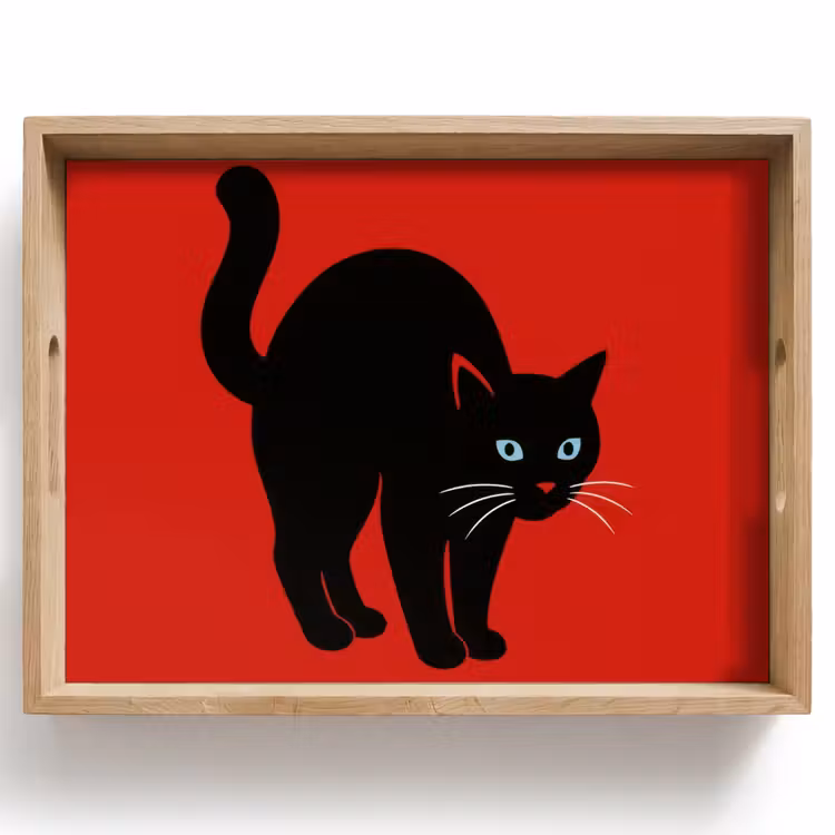 Dienblad - Kat - Zwart - Staart — 1