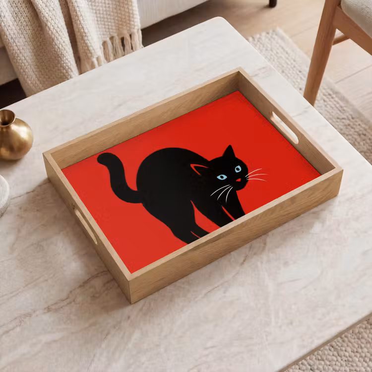 Dienblad - Kat - Zwart - Staart — 2