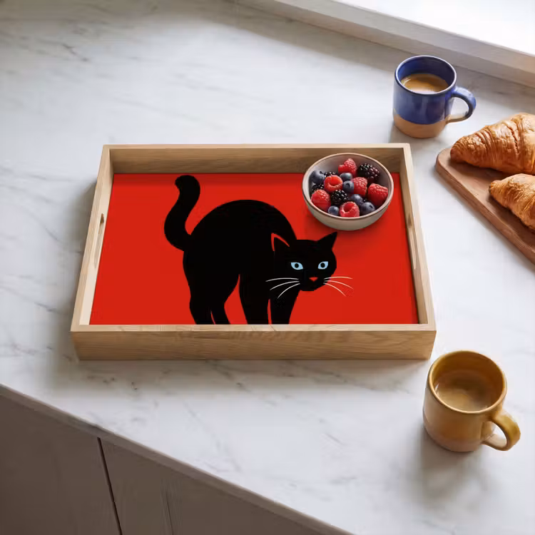 Dienblad - Kat - Zwart - Staart — 4