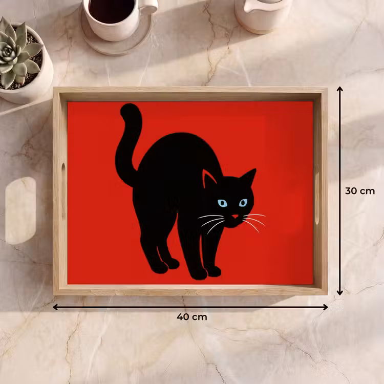 Dienblad - Kat - Zwart - Staart — 9