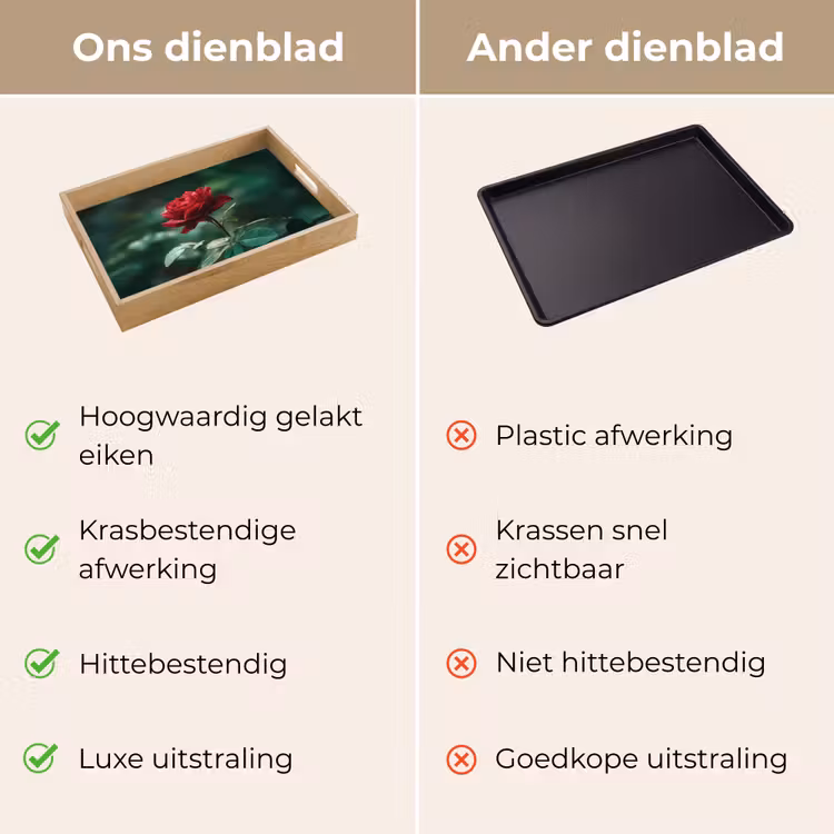 Dienblad - Roos - Bladeren - Dieprood — 3