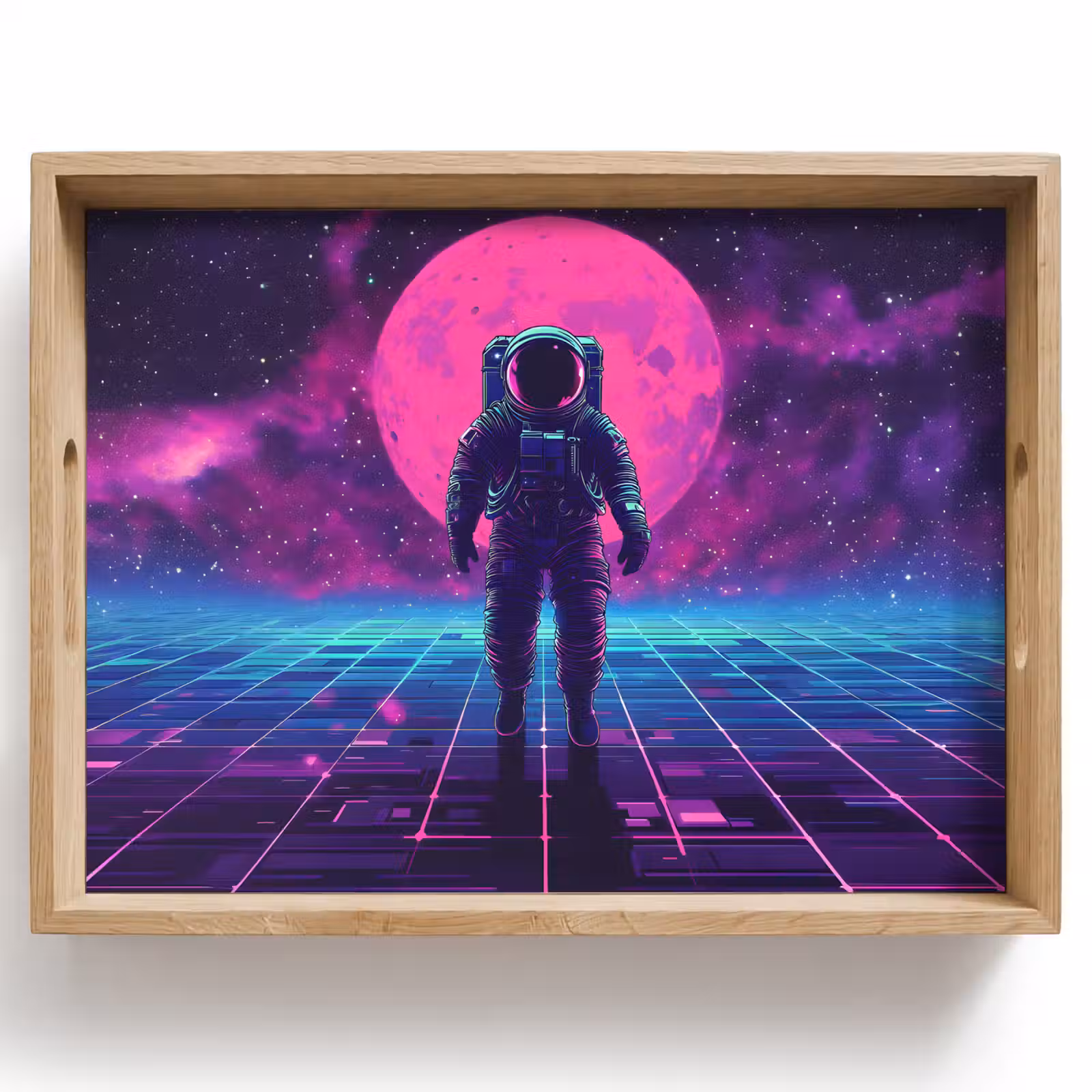 Dienblad - Astronaut - Maan - Roze - Sterrennevels — 1