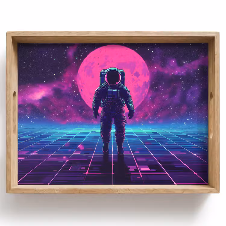 Dienblad - Astronaut - Maan - Roze - Sterrennevels — 1