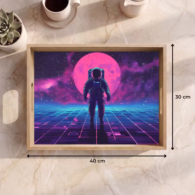 Dienblad - Astronaut - Maan - Roze - Sterrennevels — 9