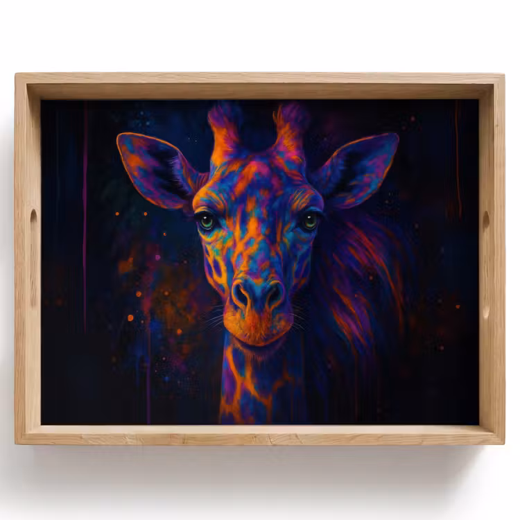Dienblad - Giraffe - Gekleurd - Verfspatten — 1