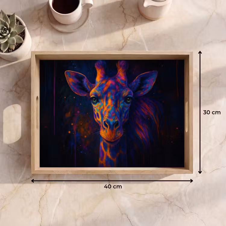 Dienblad - Giraffe - Gekleurd - Verfspatten — 9