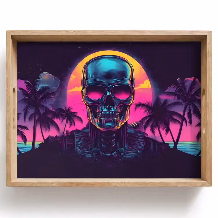 Dienblad - Palmbomen - Hoofd - Metallic - Zonsondergang — 1