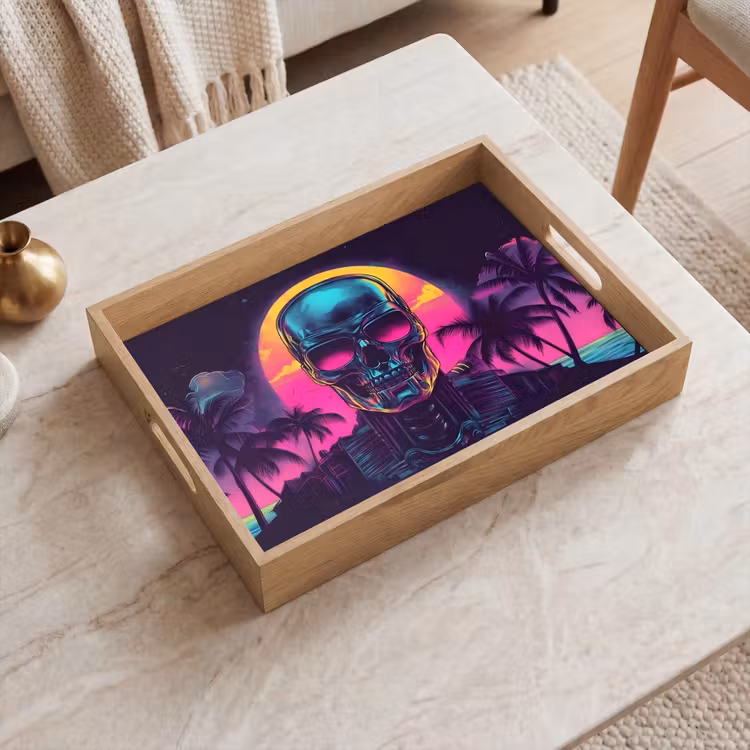 Dienblad - Palmbomen - Hoofd - Metallic - Zonsondergang — 2