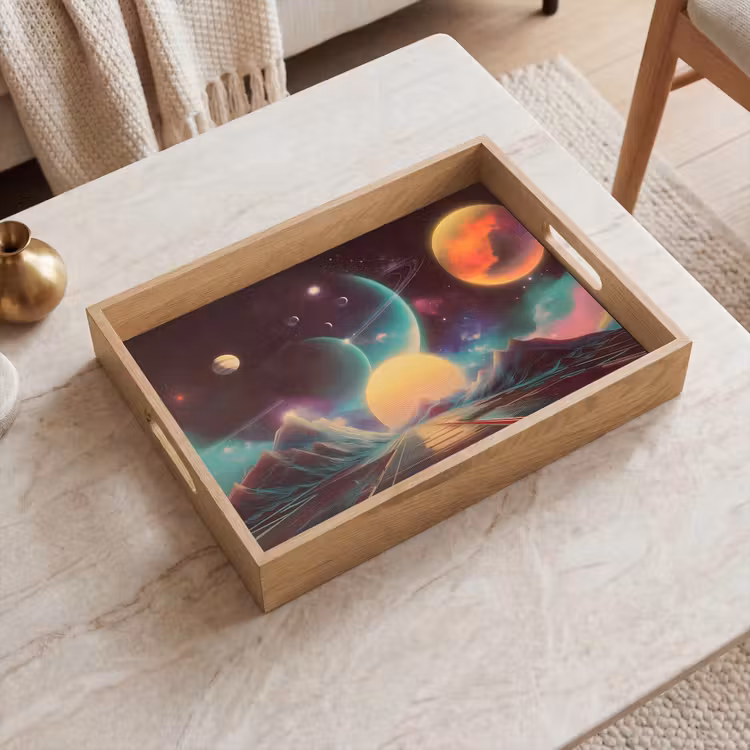 Dienblad - Planeten - Neon - Berglandschap - Zon — 2