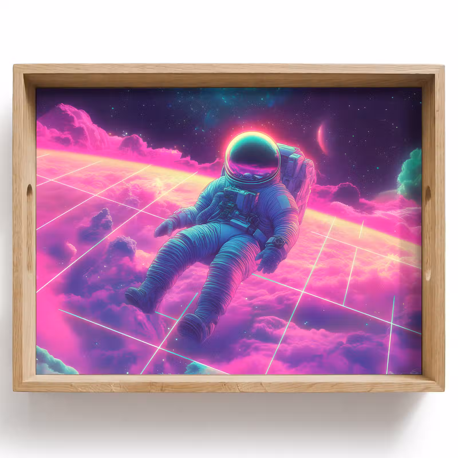 Dienblad - Astronaut - Neon - Roze - Wolken — 1