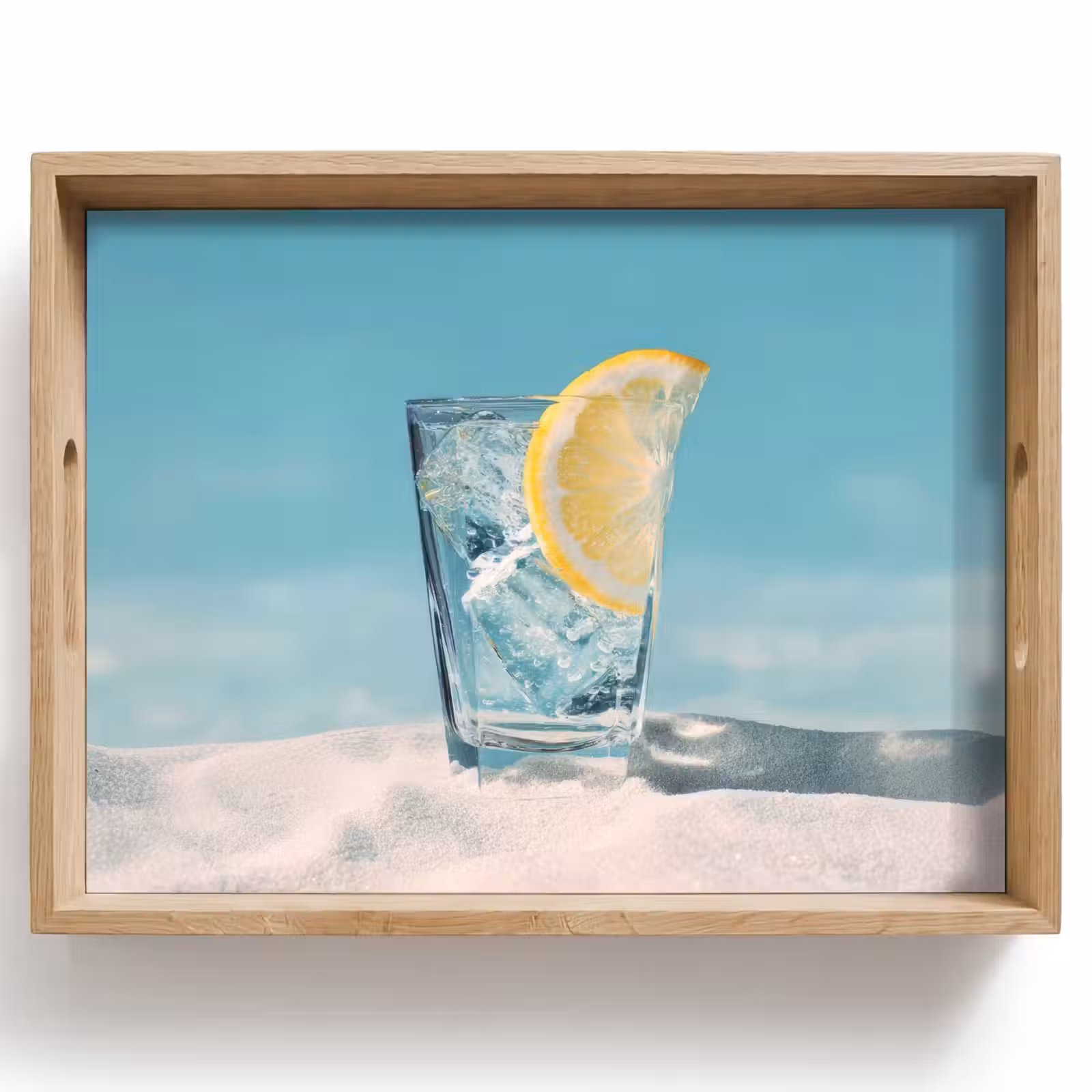 Dienblad - Glas - ijsblokjes - Citroen — 1